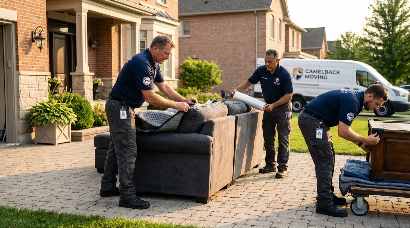 Large estate moving crew wrapping furniture in Clarion, IA